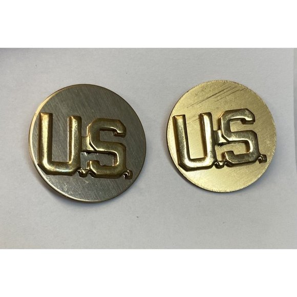 Vintage LOT 2 U.S. Army Military 1" Brass Pin L22 - Picture 1 of 6